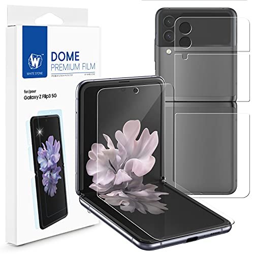 WHITESTONE DOME GLASS [1SET 4PCS] for Samsung Galaxy Z Flip 3 Premium Film Screen Protector Anti-Shock, HD Clear, Self Healing EPU Film for Galaxy Z Flip 3 product image