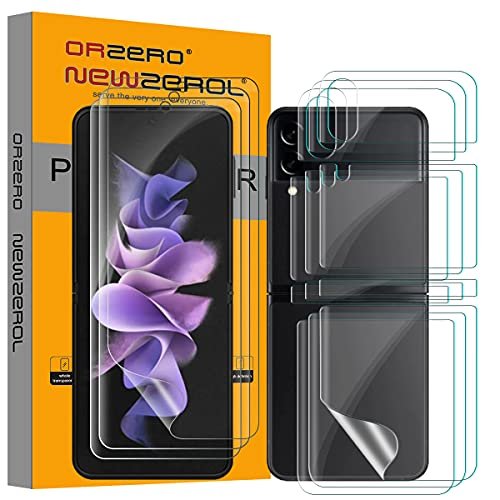 Orzero (2 Sets 8 Packs) TPU Screen Protector Compatible for Samsung Galaxy Z Flip 3 5G (Not Glass) Premium Quality Anti-Scratch High Definition Bubble-Free product image