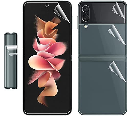 [1Set 5PCS] Galaxy Z Flip 3 Screen Protector, Inside TPU Film + Full Covered Outer + Back Cover Screen Protector, High Clarity, Anti-Shatter, Bubble Free product image