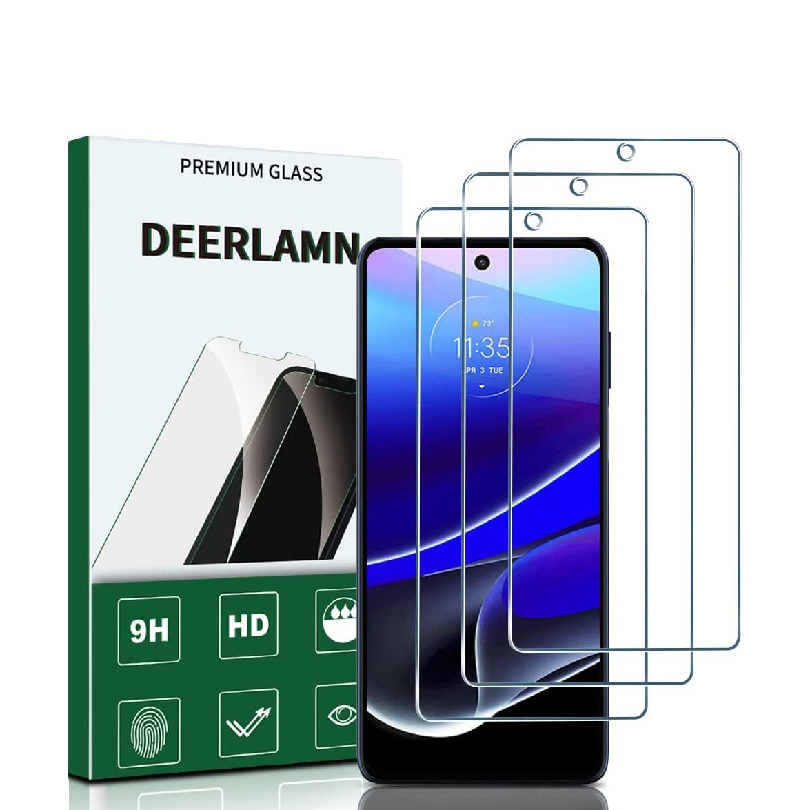 DEERLAMN Screen Protector for Motorola Moto G Stylus 5G (2022), 9H Tempered Glass, 3-Pack product image