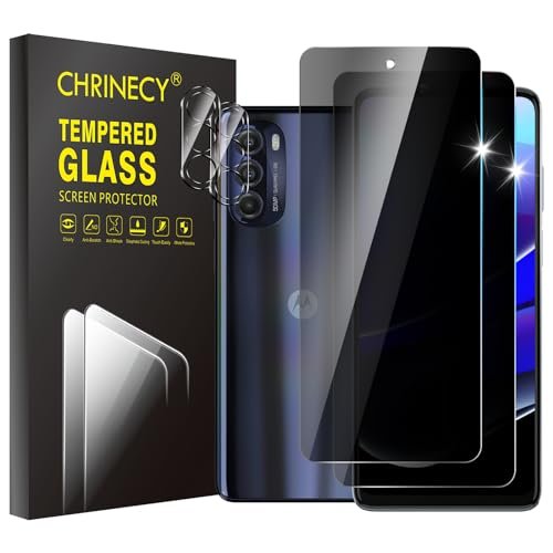 CHRINECY [4 Pack] 2Pack Privacy Screen Protector Compatible for Motorola Moto G Stylus 5G 2022 with 2Pack Camera Lens Protector, 9H Hardness, Anti Spy Anti Peeping product image