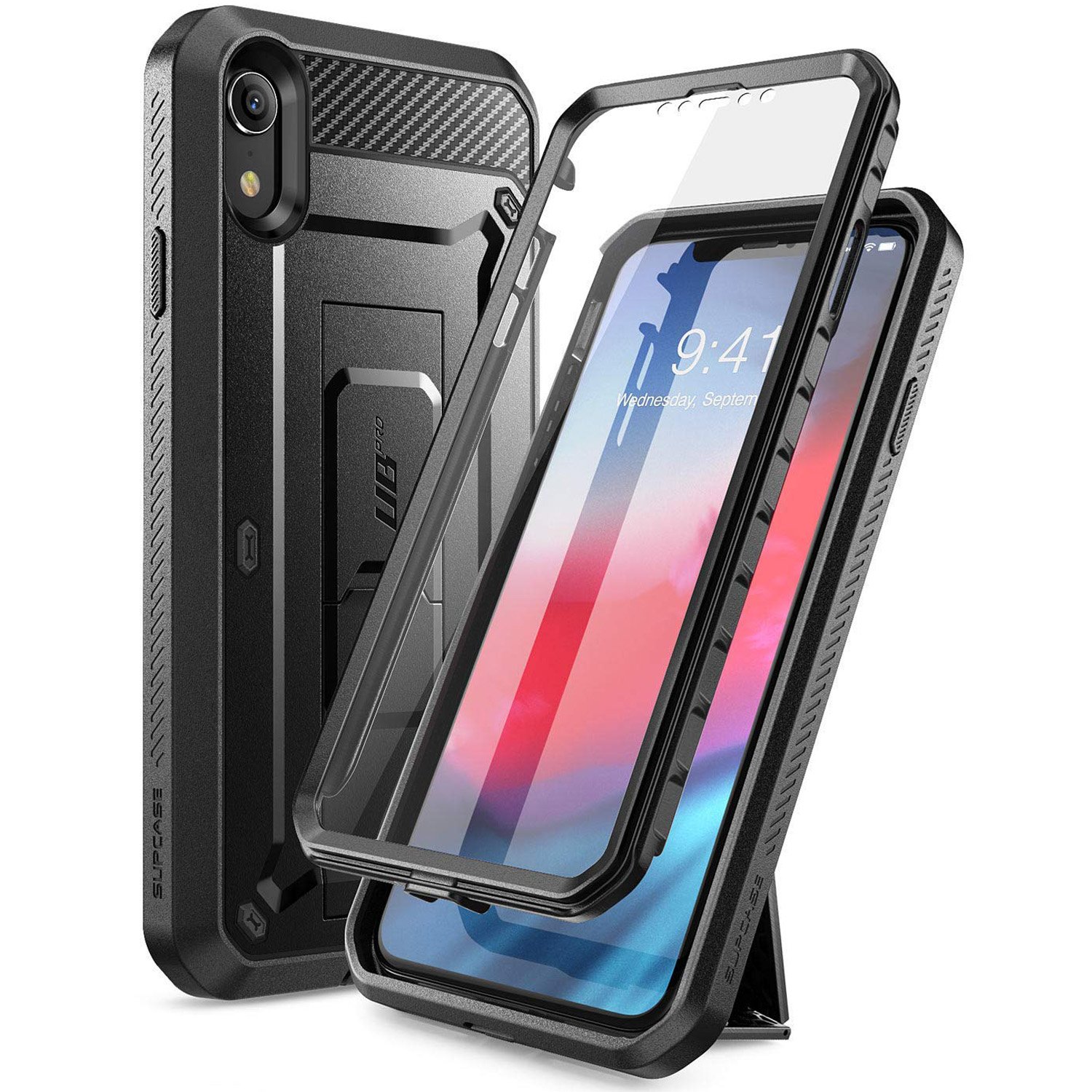 SUPCASE Unicorn Beetle Pro Series Case Designed, with Built-In Screen Protector Full-Body Rugged Holster Case for iPhone XR 6.1 Inch (2018 Release) (Black) product image