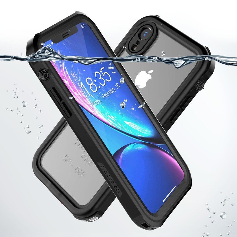 Diverbox for iPhone XR Case Waterproof, Shockproof Dustproof IP68 Full-Body Sturdy with Kickstand Case Built-in Screen Protector, Underwater Full Sealed Cover Protective for iPhone XR (Black) product image