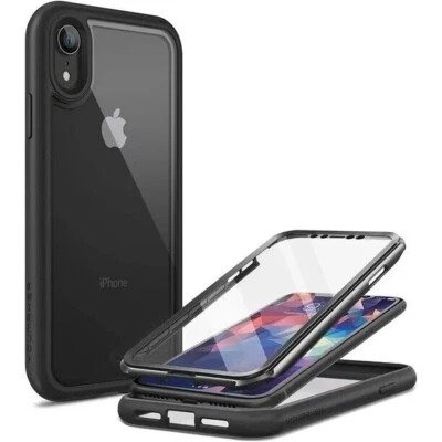 YOUMAKER Aegis Series for iPhone XR Case, Full-Body with Built-in Screen Protector Rugged Clear Cover for iPhone XR 6.1 Inch-Black product image