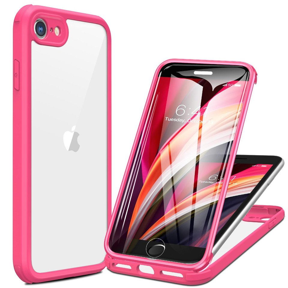 Miracase for iPhone SE Phone Case 3rd/2nd Generation 2022 2020 Full-Body with Built-in Glass Screen Protector, Heavy Duty 360° Protective Shockproof Bumper Cover for iPhone 8/SE 4.7 Inch, Black product image
