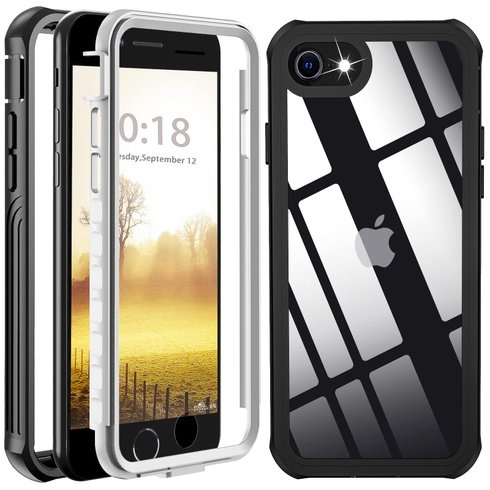 BESINPO Case for iPhone SE 2022 (3rd Generation)/iPhone SE 2020/8/7 Case, Built-in Screen Protector 360 Full Body Shockproof Protection Cover -Black product image