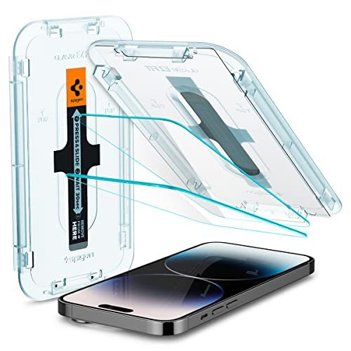 Spigen GlasTR EZ Fit Screen Protector for iPhone 14 Pro, 9H Tempered Glass, Auto-Align Tray, Case Friendly, 2-Pack product image