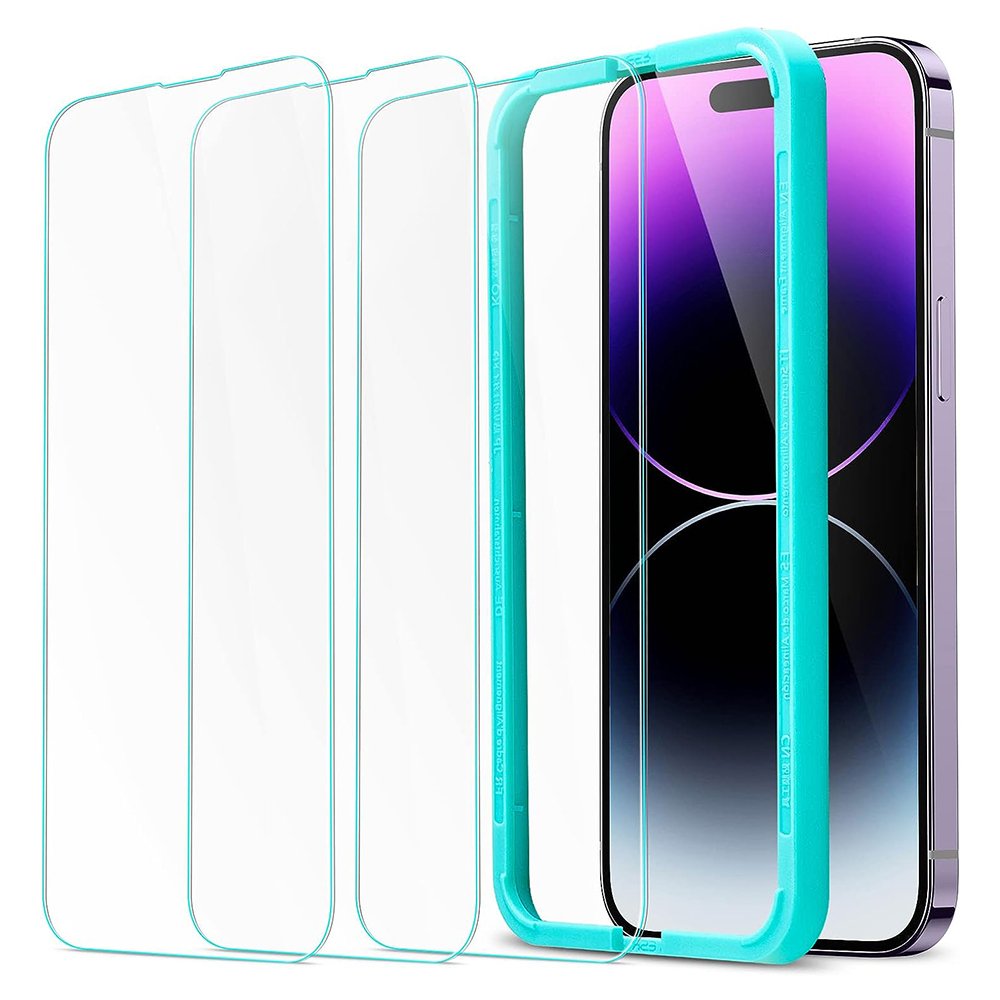 ESR 3 Pack for iPhone 14 Pro Screen Protector, 9H Hardness, Military Grade Shatterproof Tempered Glass with Flawless Fit Alignment Tray product image