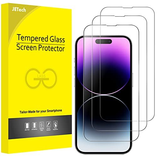 JETech Full Coverage Screen Protector for iPhone 14 Pro 6.1-Inch, 9H Tempered Glass, Scratch Resistant, HD Clear, Case Friendly, 3-Pack product image