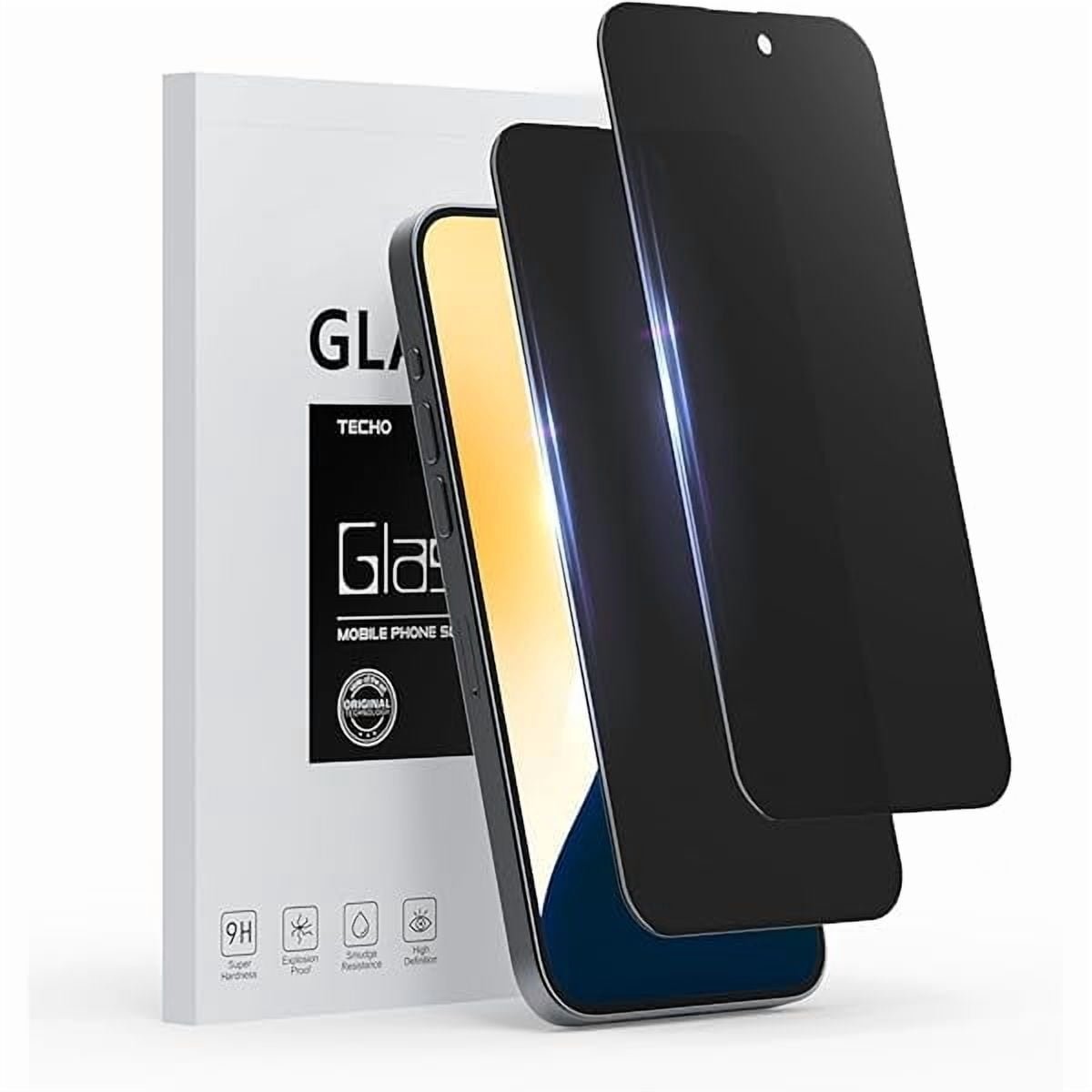 TECHO Privacy Screen Protector for iPhone 8 Plus 7 Plus, Anti Spy 9H Tempered Glass, Edge to Edge Full Cover Screen Protector [Anti-Fingerprint] [Full Coverage] (Black) product image