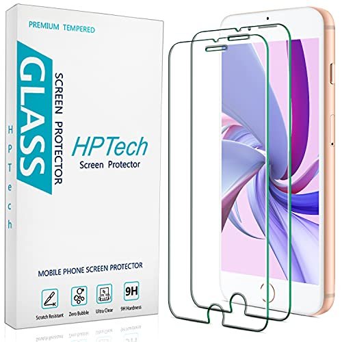 HPTech (2 Pack) Tempered Glass For iPhone 8 Plus, iPhone 7 Plus, iPhone 6S Plus, iPhone 6 Plus 5.5-Inch Screen Protector, Case Friendly, Easy to Install, Bubble Free product image