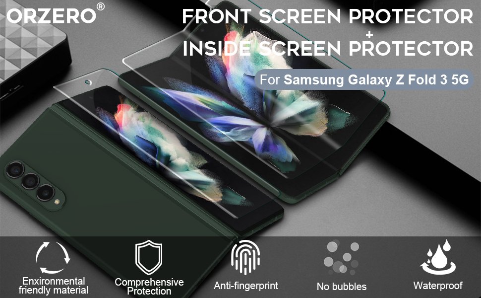 Orzero (2 Pack) Tempered Glass Screen Protector for Samsung Galaxy Z Fold 3 5G product image