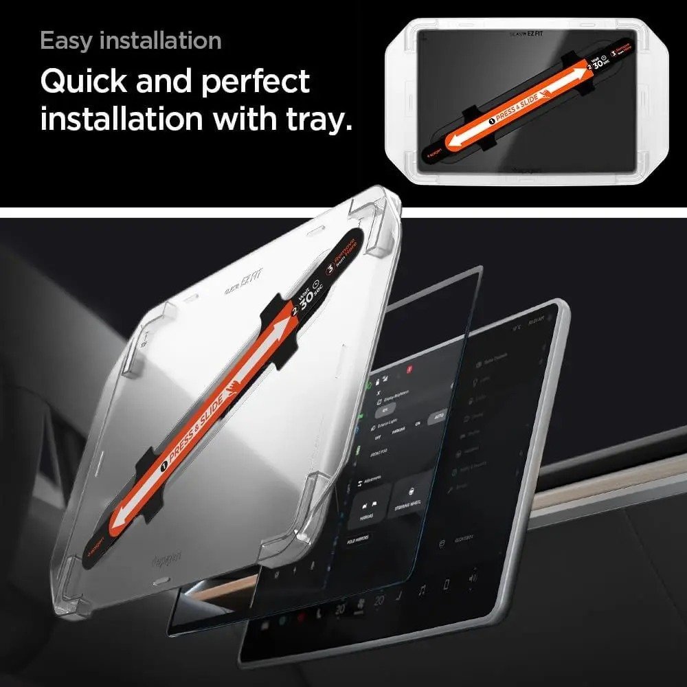Spigen Tempered Glass Screen Protector [GlasTR EZ FIT] designed for Tesla Model 3 Standard, Premium & Performance (2024/2025/2026), Model Y Standard (2025/2026), Premium (2025) 15.4 inch Dashboard Touchscreen - Matte/Anti Glare/Anti Finger Print product image