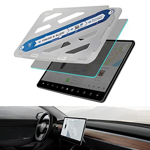 BASENOR Tesla Model Y Model 3 Screen Protector Automatic Alignment Tempered Glass Center Control Navigation Touchscreen Protector 9H Anti Fingerprint Anti-Glare Matte Center Console Accessories product image