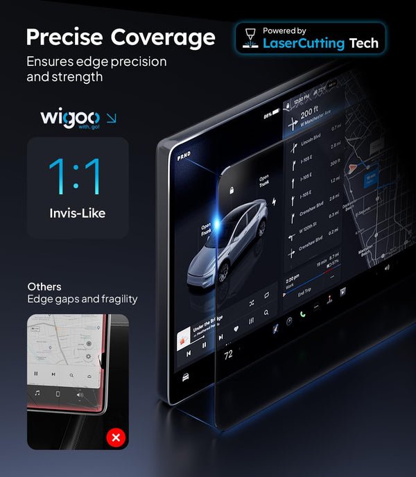 Wigoo Tesla New Model Y Juniper & Model 3 Highland Screen Protector Matte [No Glare & Fingerprint] Model 3 (2024~2026)/New Model Y Juniper Accessories, Tempered Glass Protector with Alignment Kit product image