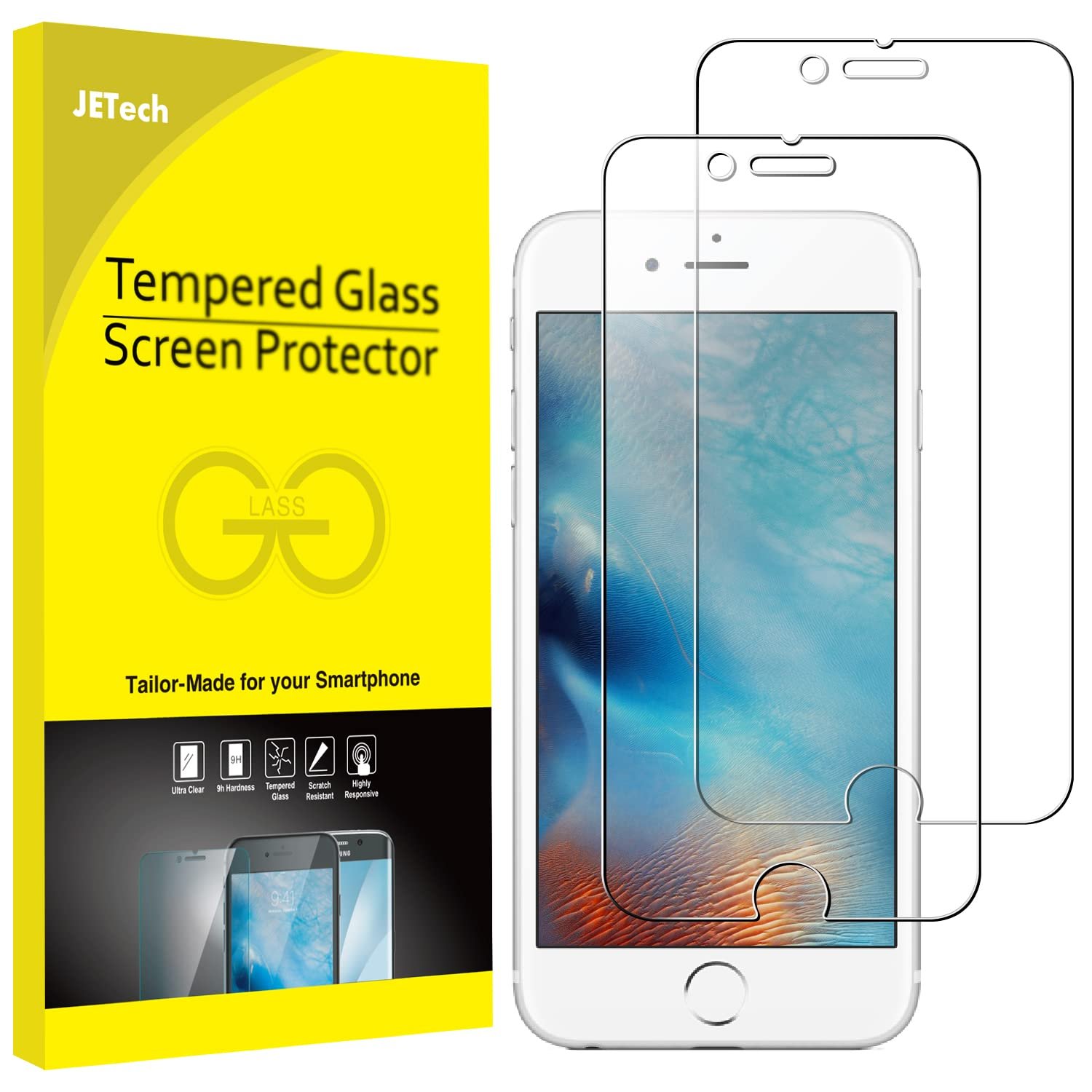 JETech Screen Protector for iPhone 6 Plus and iPhone 6s Plus, 5.5-Inch, Tempered Glass Film, 2-Pack product image