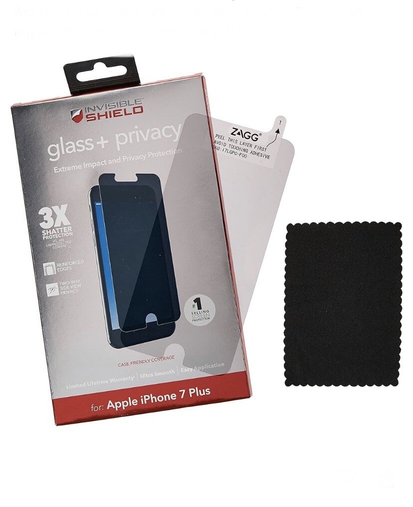 ZAGG InvisibleShield Glass Privacy Screen Protector for iPhone 7 Plus, Case Friendly, 2-Way Privacy Filter product image