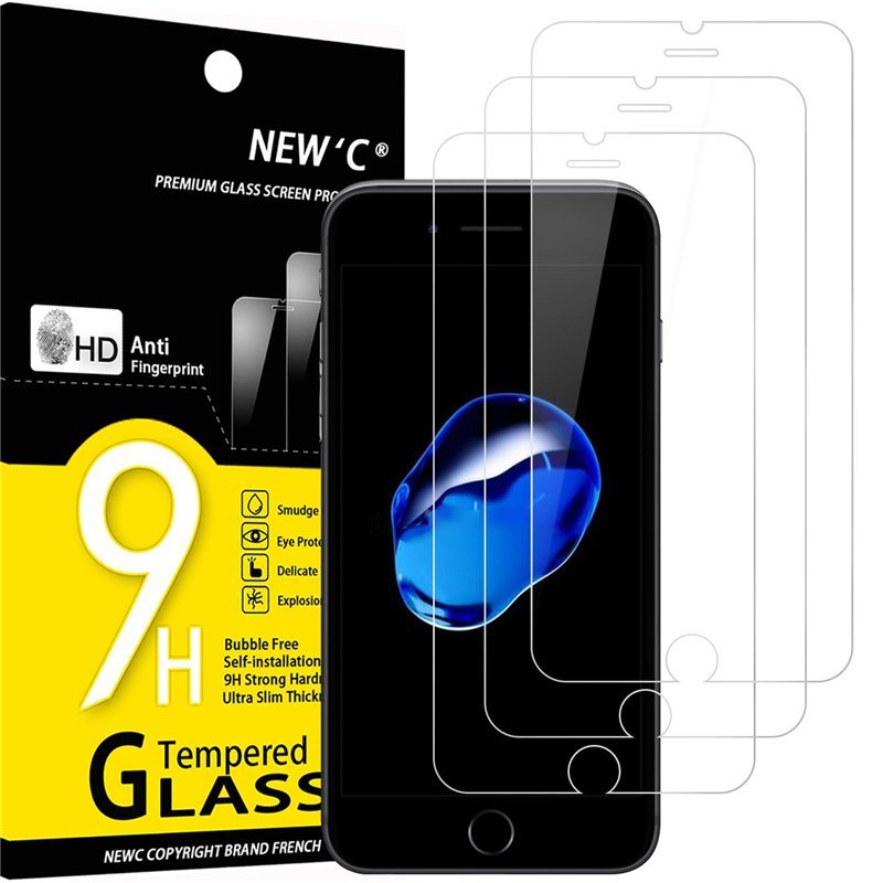 NEW'C 3 Pack Designed for iPhone 7 Plus and iPhone 8 Plus Screen Protector (5.5"), Tempered Glass, Case Friendly product image