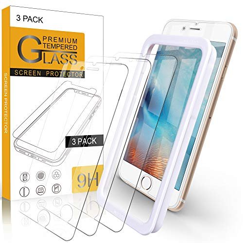 Arae Screen Protector for iPhone 7 Plus / 8 Plus, HD Tempered Glass, 5.5 inch, 3 Pack with Installation Frame product image