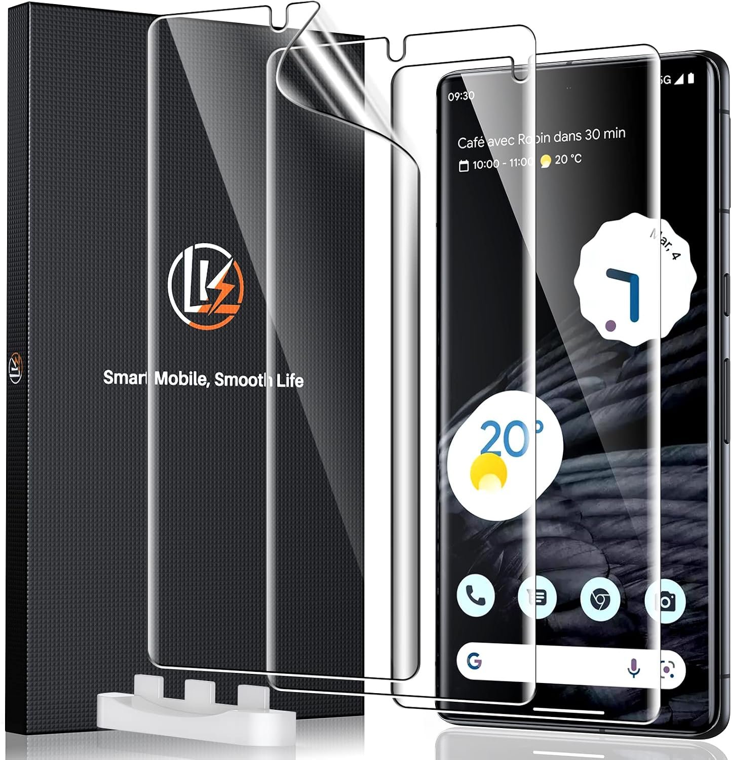 LK 2 Pack for Google Pixel 7 Pro Screen Protector + 2 Pack Lens Protector with Positioning Tool, Self-Healing TPU Film product image