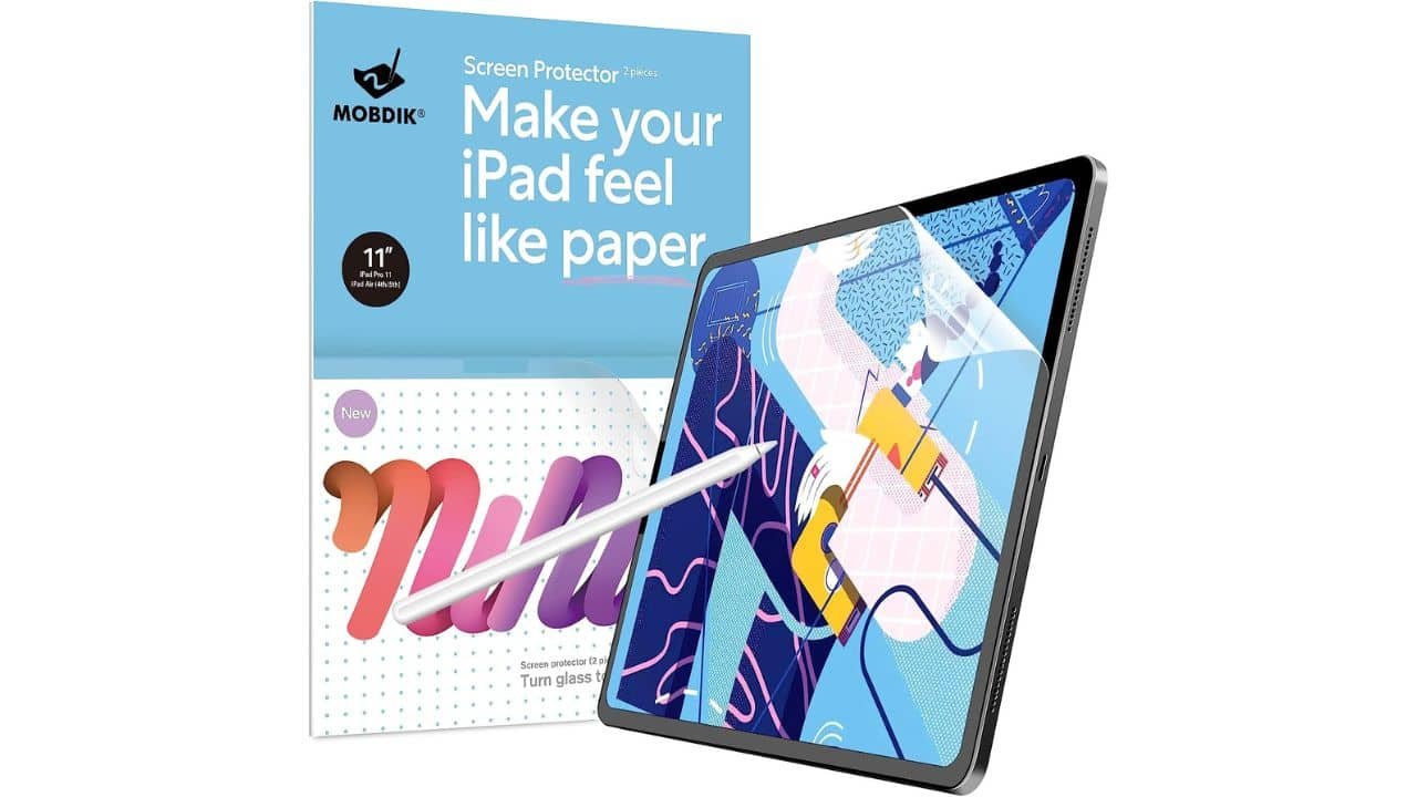 MOBDIK Paperfeel Screen Protector for iPad Air 5/4th & iPad Pro 11 2022/2021/2020/2018, 2 Pack Matte Film Crafted for Natural Writing product image