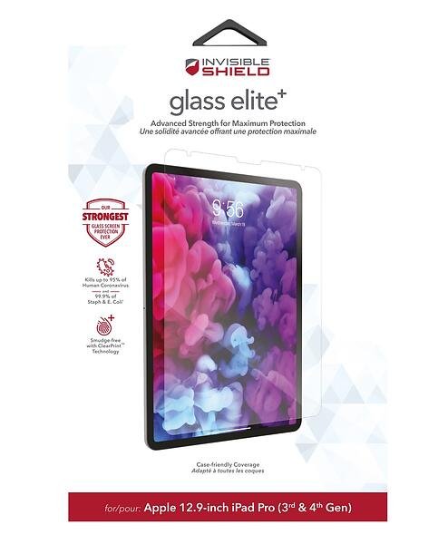 ZAGG Glass Elite Screen Protector for iPad Pro 12.9" (6th/5th/4th/3rd Gen), 5X Stronger Aluminosilicate Glass, ClearPrint Anti-Fingerprint product image