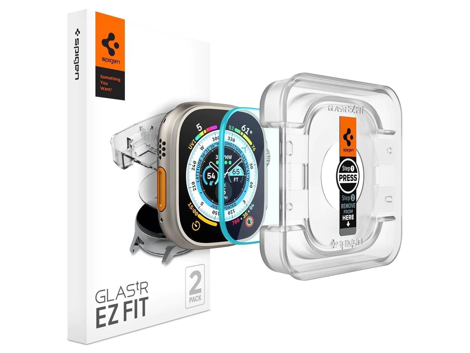 Spigen GlasTR EZ FIT Screen Protector for Apple Watch Ultra 4/3/2/1 (49mm) | 9H+ tempered glass, Scratch resistance, auto-align tray product image