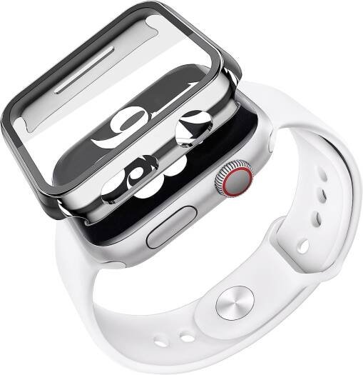Misxi Screen Protector Case for 44mm Apple Watch SE3/SE2/SE/Series 6/5/4 | 2-Pack Cover with Tempered Glass product image