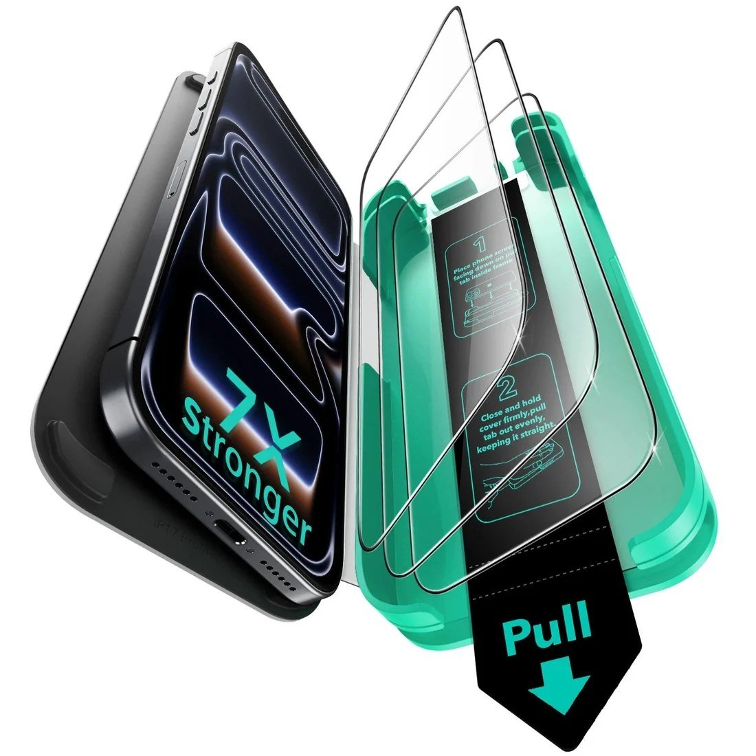 ESR 3 Pack for iPhone 17 Pro Screen Protector, Military-Grade Shatterproof, 9H Hardness, Full Coverage Tempered Glass with Ultra Fit Tray product image