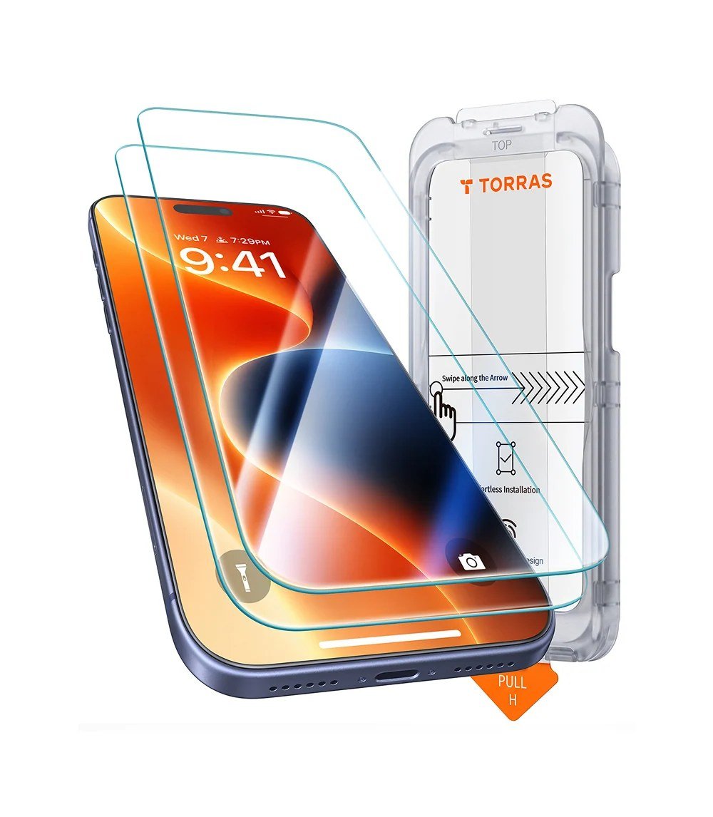 TORRAS Unbreakable for iPhone 17 Pro Screen Protector, 9H+ Military-Grade, 12 FT Shatterproof, Aerospace Tempered Glass (2-Pack) product image