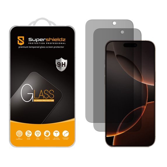 Supershieldz (2 Pack) (Privacy) Anti Spy Screen Protector for iPhone 17 Pro Max / iPhone 16 Pro Max (6.9 inch), Tempered Glass, Anti Scratch, Bubble Free product image